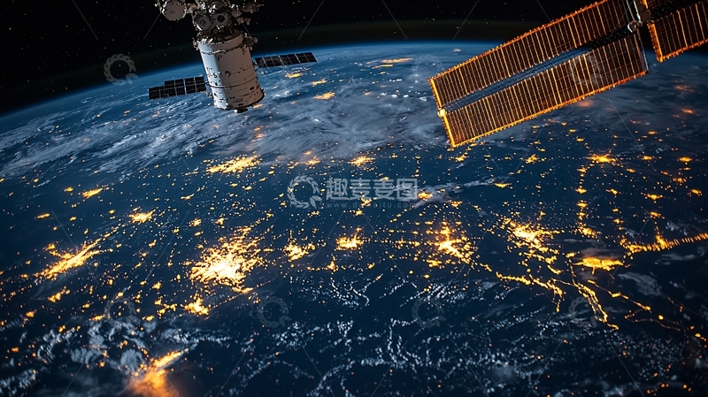 高清大图下载【趣麦麦图】太空视角下的地球夜景