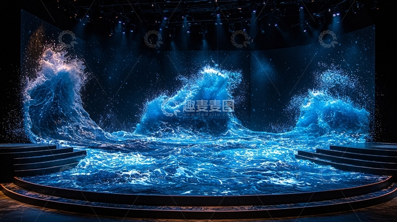 高清大图下载【趣麦麦图】蓝色舞台水波特效