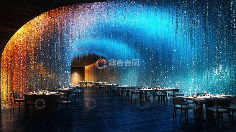高清大图下载【趣麦麦图】梦幻灯光隧道餐厅