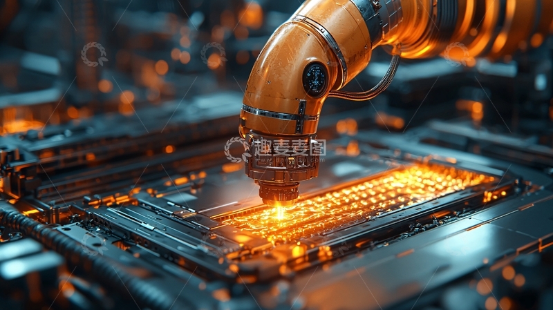 高清大图下载【趣麦麦图】机械臂焊接电路板