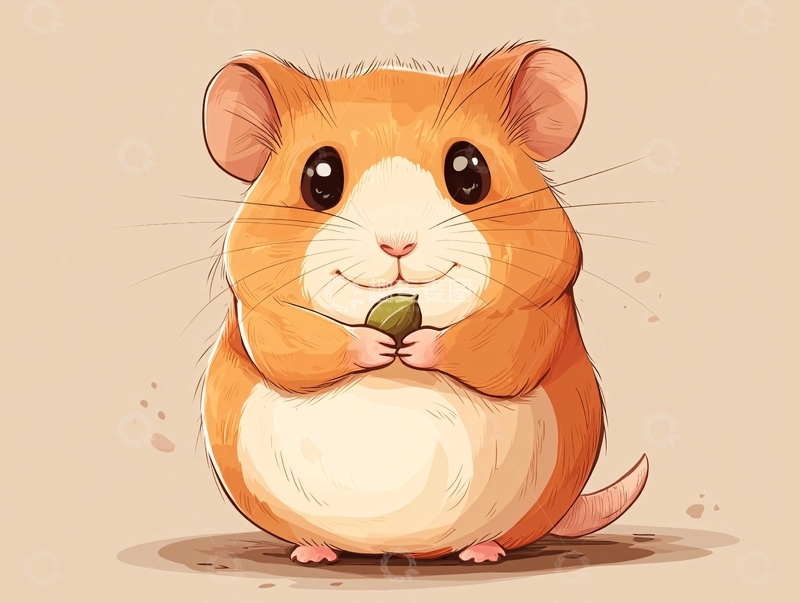 高清大图下载【趣麦麦图】可爱卡通仓鼠手捧食物