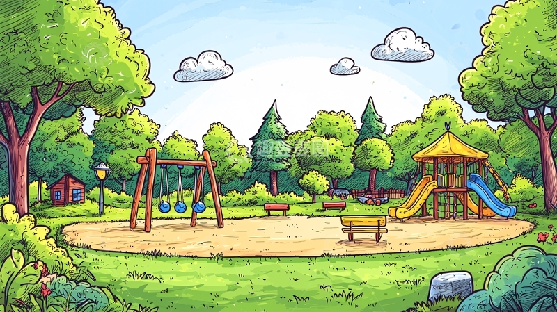 高清大图下载【趣麦麦图】卡通公园场景