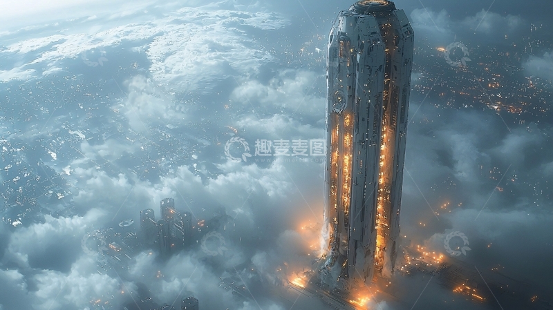 高清大图下载【趣麦麦图】云端高塔