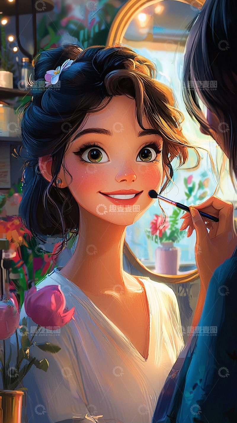 高清大图下载【趣麦麦图】美丽女孩化妆特写