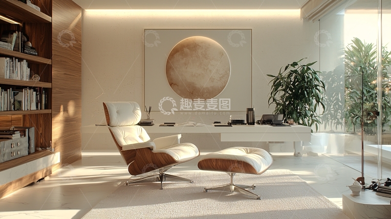 高清大图下载【趣麦麦图】极简现代风格书房设计