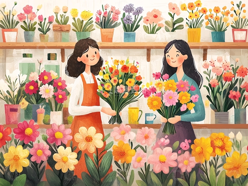 高清大图下载【趣麦麦图】花店女孩