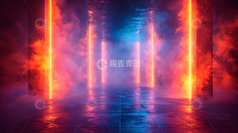 高清大图下载【趣麦麦图】霓虹灯通道