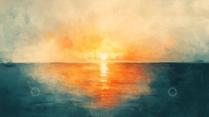 高清大图下载【趣麦麦图】抽象日落海景图