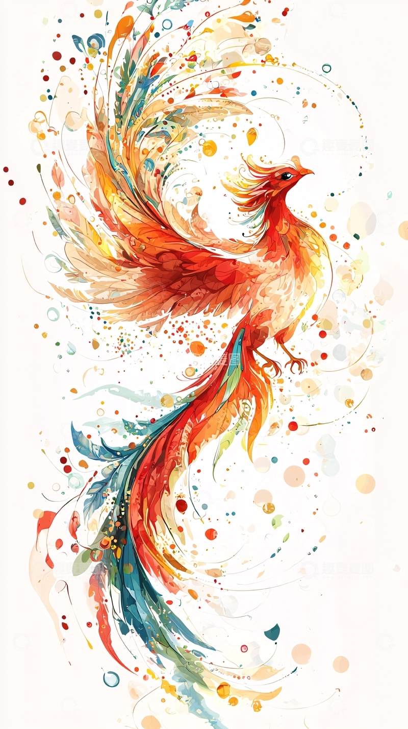 高清大图下载【趣麦麦图】水彩凤凰