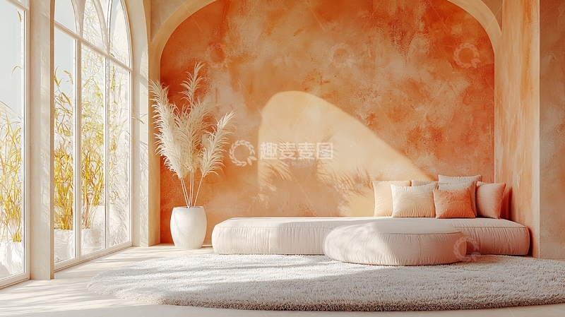 高清大图下载【趣麦麦图】橙色墙壁阳光房