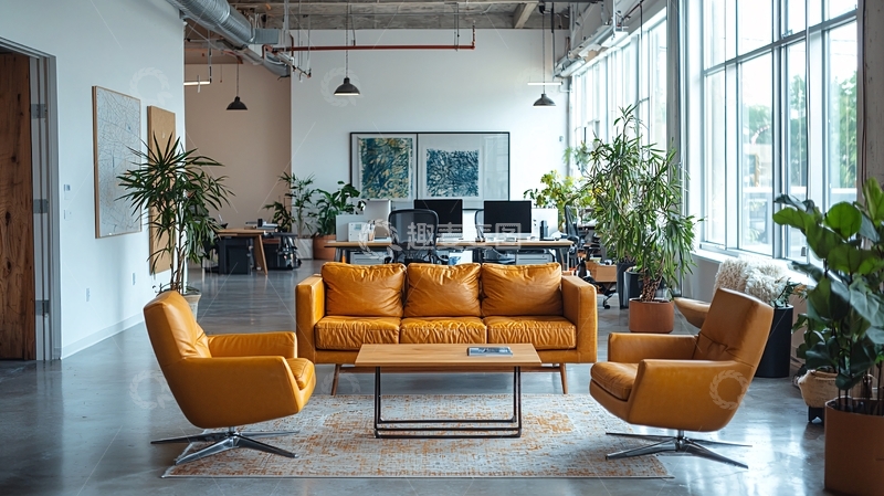 高清大图下载【趣麦麦图】现代简约办公室休闲区