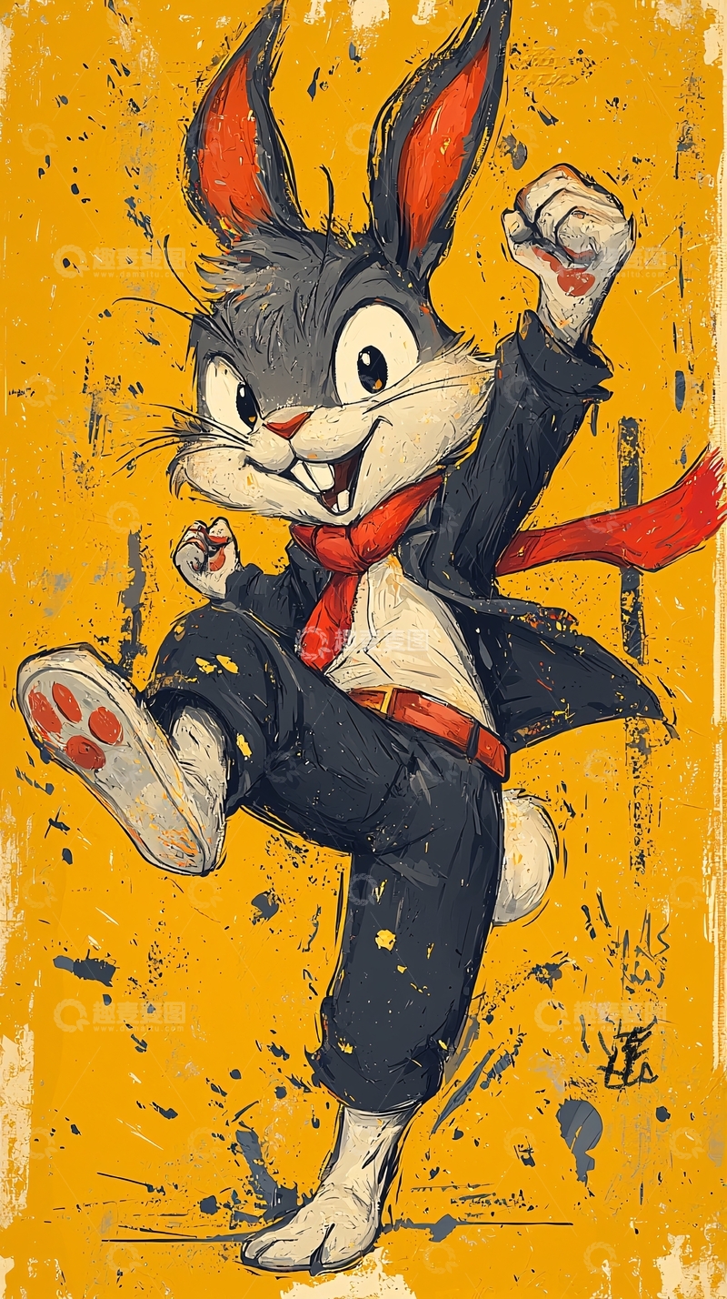 高清大图下载【趣麦麦图】穿着西装的卡通兔子