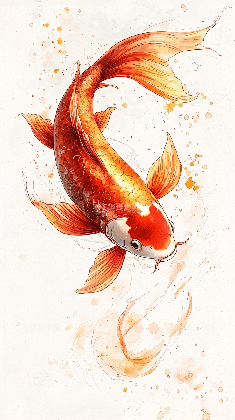 高清大图下载【趣麦麦图】跃动红鲤鱼