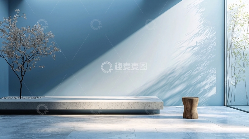 高清大图下载【趣麦麦图】极简蓝色背景空间