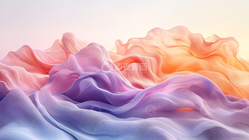 高清大图下载【趣麦麦图】梦幻飘逸的彩色丝绸质感