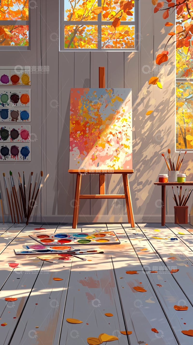高清大图下载【趣麦麦图】秋日画室的宁静一角