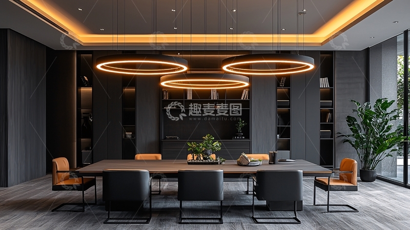 高清大图下载【趣麦麦图】现代简约黑色餐厅设计