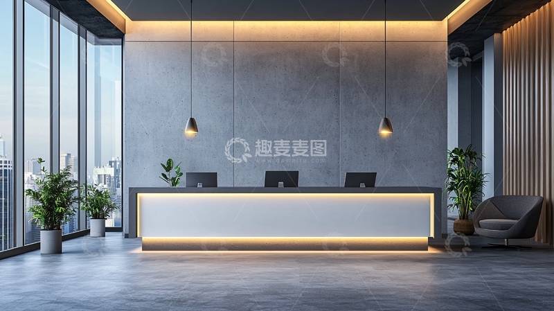 高清大图下载【趣麦麦图】现代简约风格前台接待区