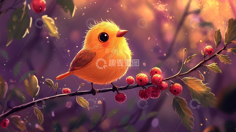 高清大图下载【趣麦麦图】可爱的小黄鸟