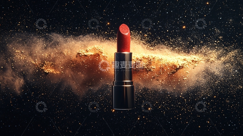 高清大图下载【趣麦麦图】红色口红在宇宙星空中闪耀