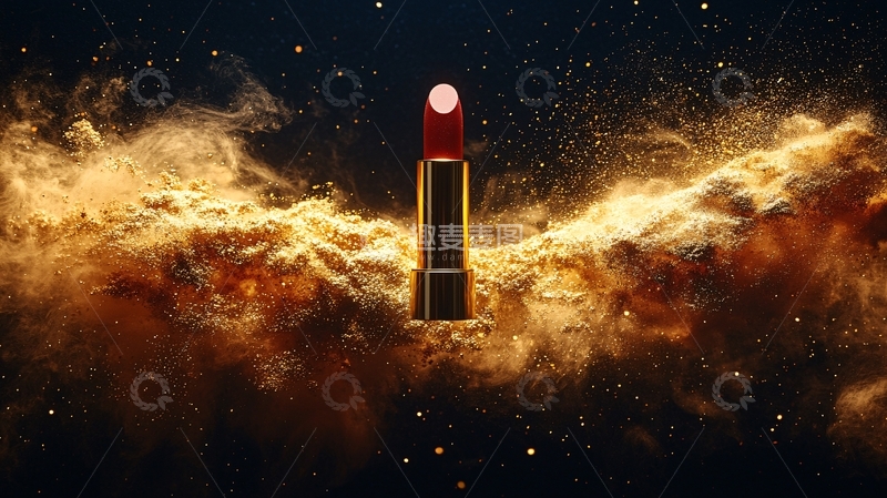 高清大图下载【趣麦麦图】红色口红金色粉末梦幻