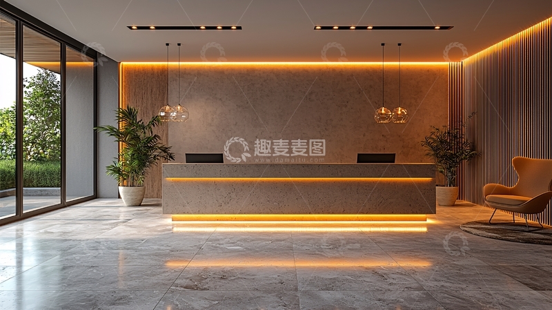 高清大图下载【趣麦麦图】现代简约酒店大堂前台设计