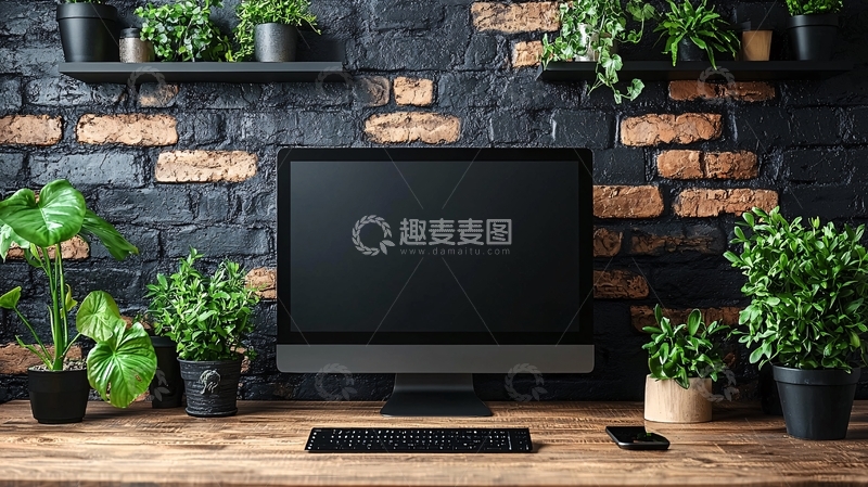 高清大图下载【趣麦麦图】绿植环绕的电脑桌面