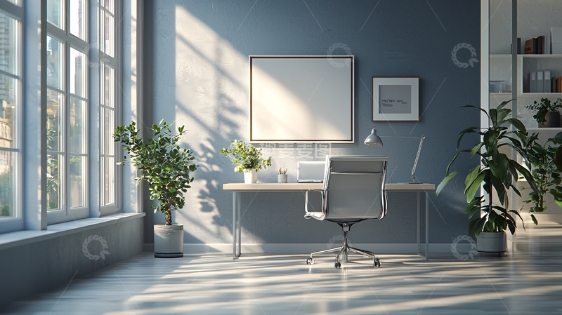 高清大图下载【趣麦麦图】阳光洒落的极简办公空间