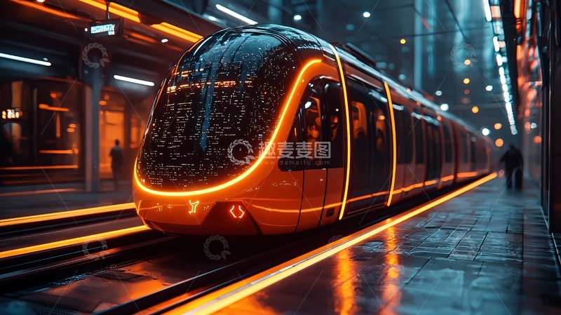 高清大图下载【趣麦麦图】未来科技感轻轨列车