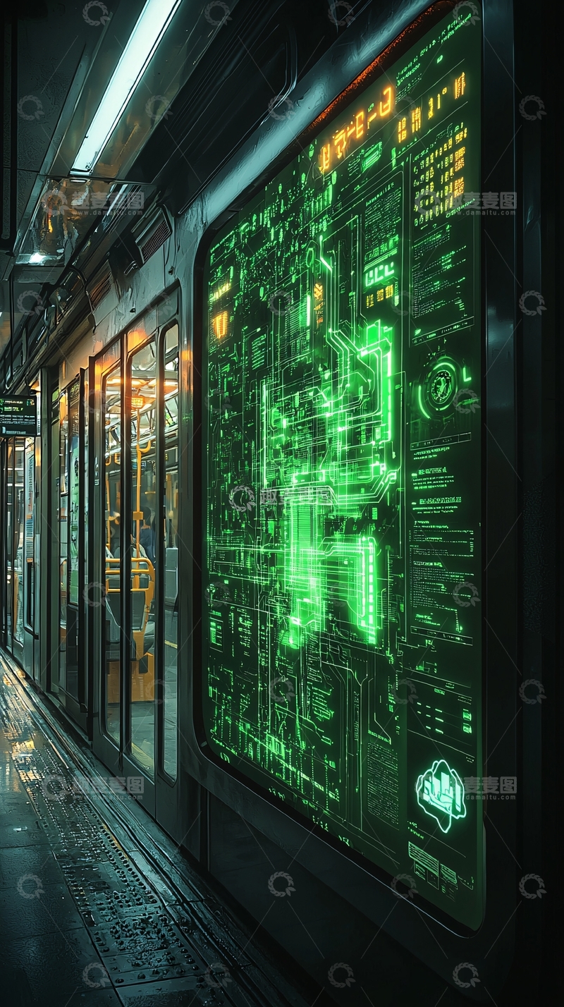 高清大图下载【趣麦麦图】地铁内科幻显示屏
