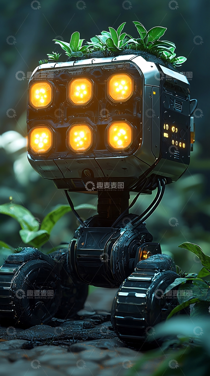 高清大图下载【趣麦麦图】植物园机器人