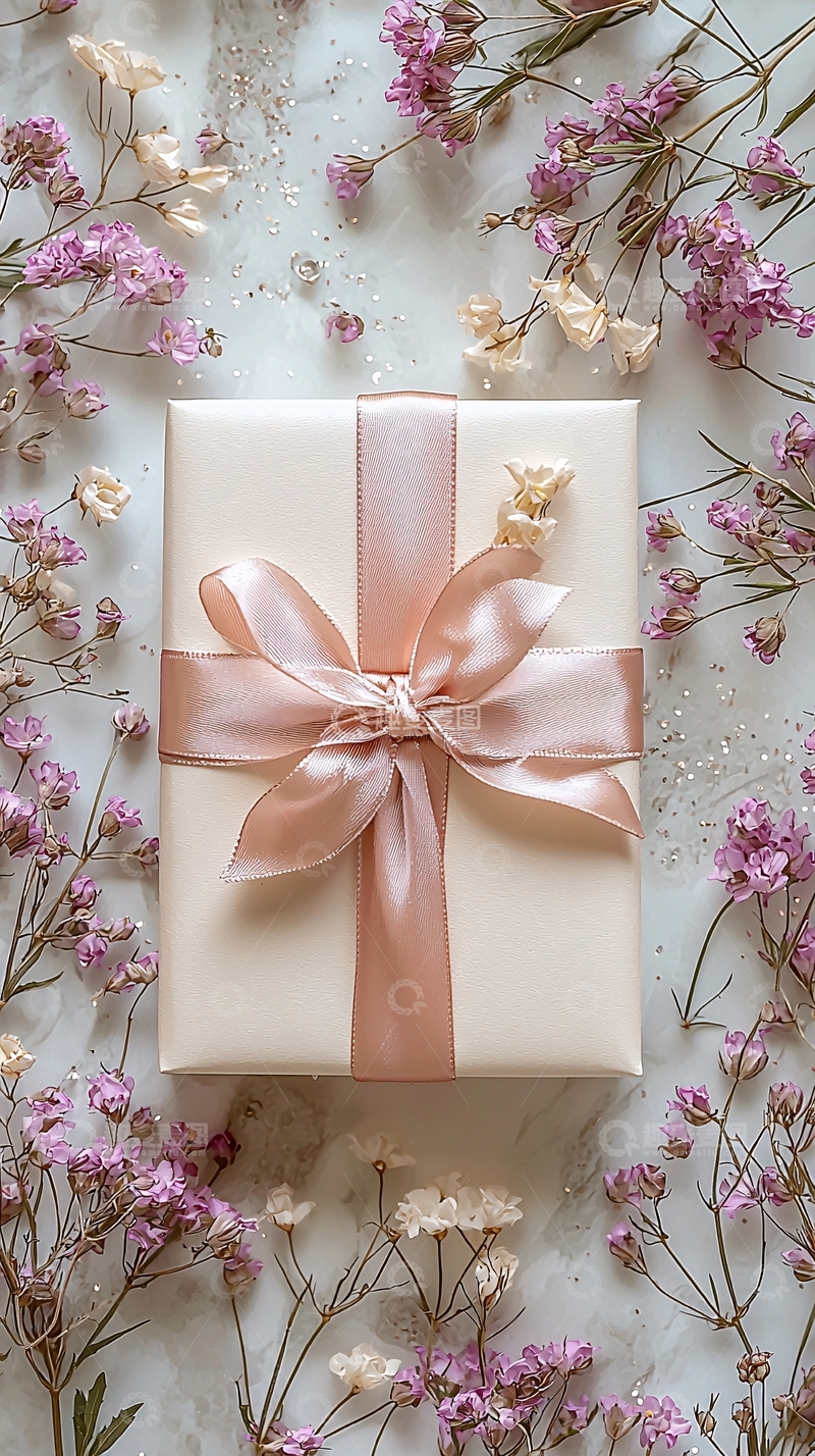 高清大图下载【趣麦麦图】粉色缎带礼盒