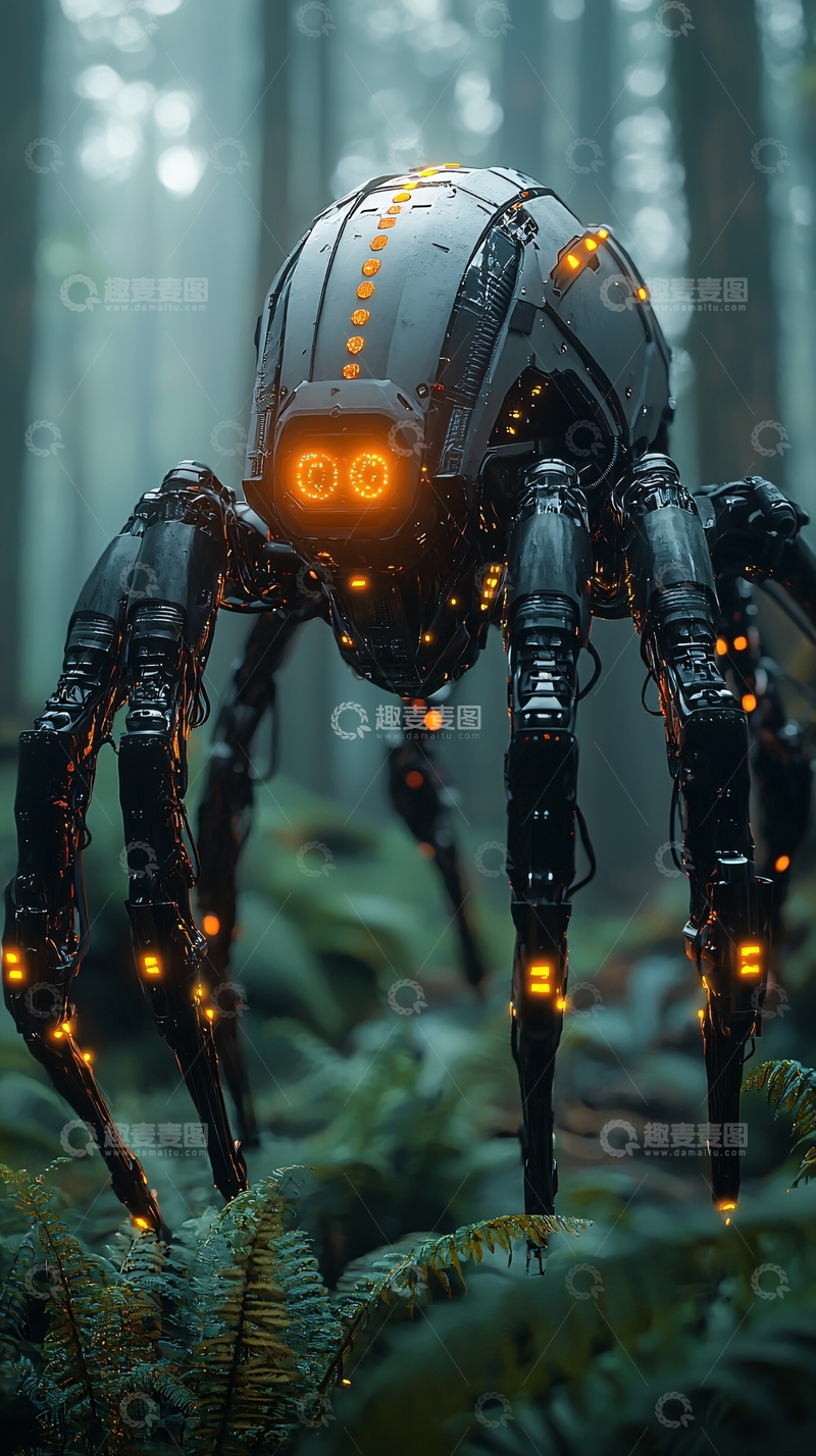 高清大图下载【趣麦麦图】未来科技感蜘蛛机器人