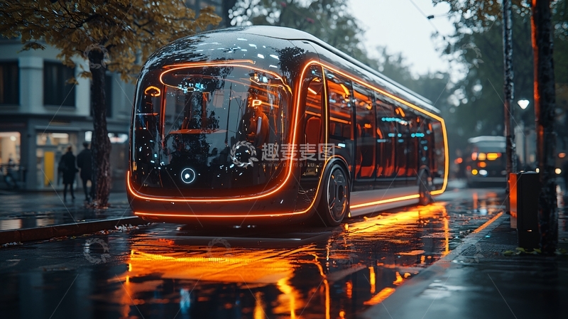 高清大图下载【趣麦麦图】未来城市公交车