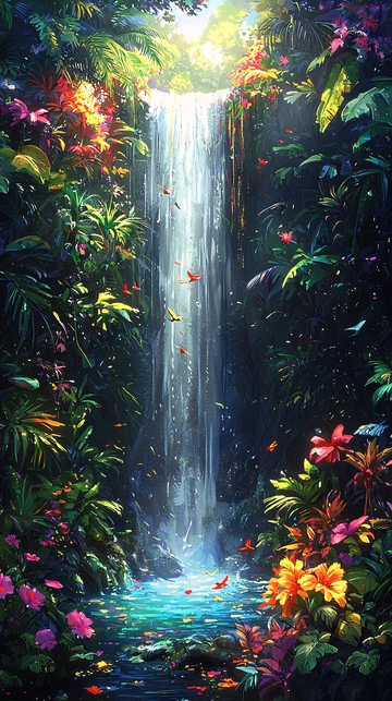 热带雨林中的瀑布