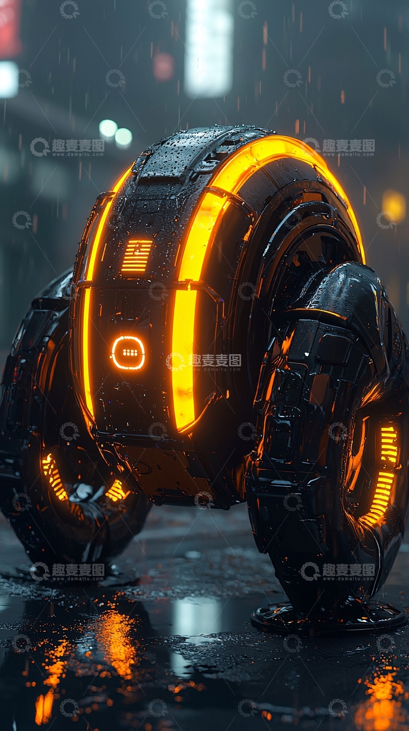 高清大图下载【趣麦麦图】雨夜都市科幻机器人