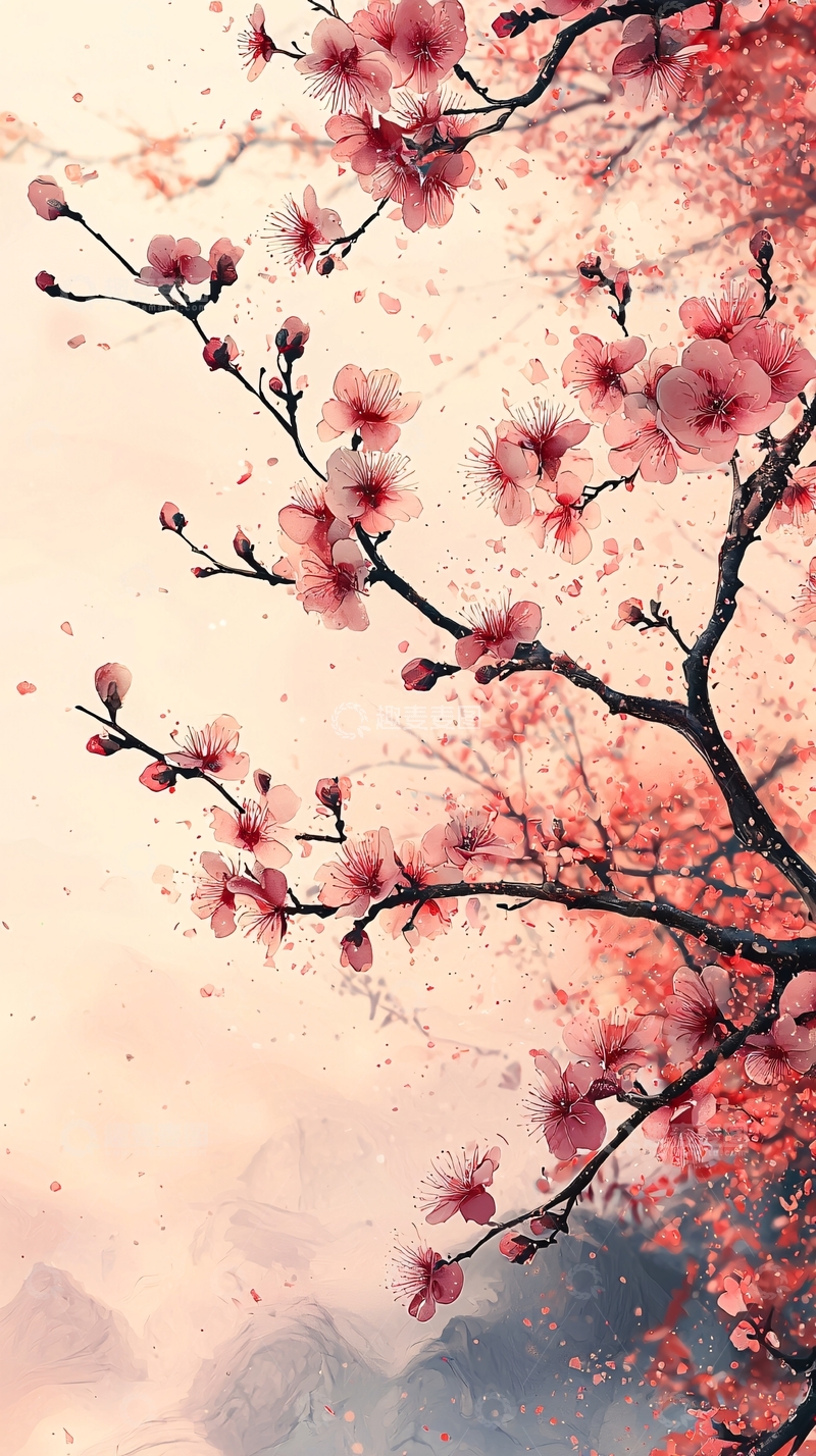 高清大图下载【趣麦麦图】唯美粉色樱花树