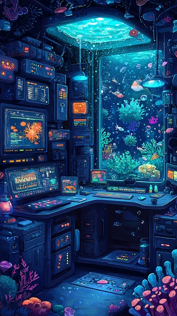 科技感鱼缸房间