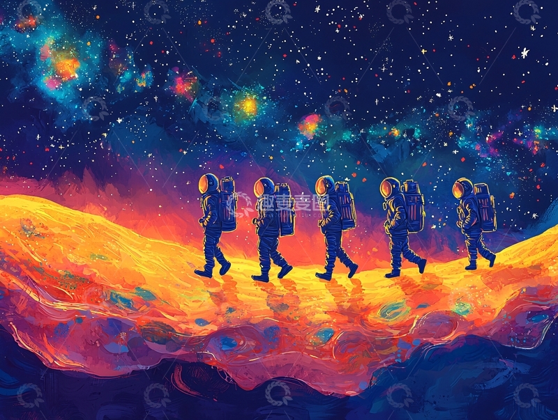 高清大图下载【趣麦麦图】宇航员在星球上行走