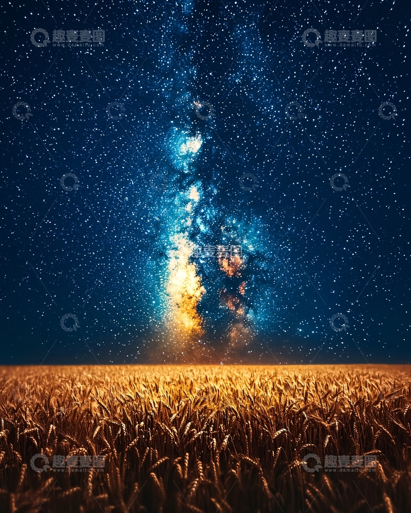 高清大图下载【趣麦麦图】星空麦田