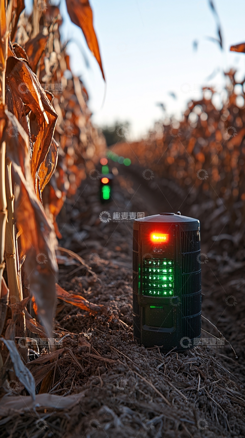 高清大图下载【趣麦麦图】玉米地里的传感器