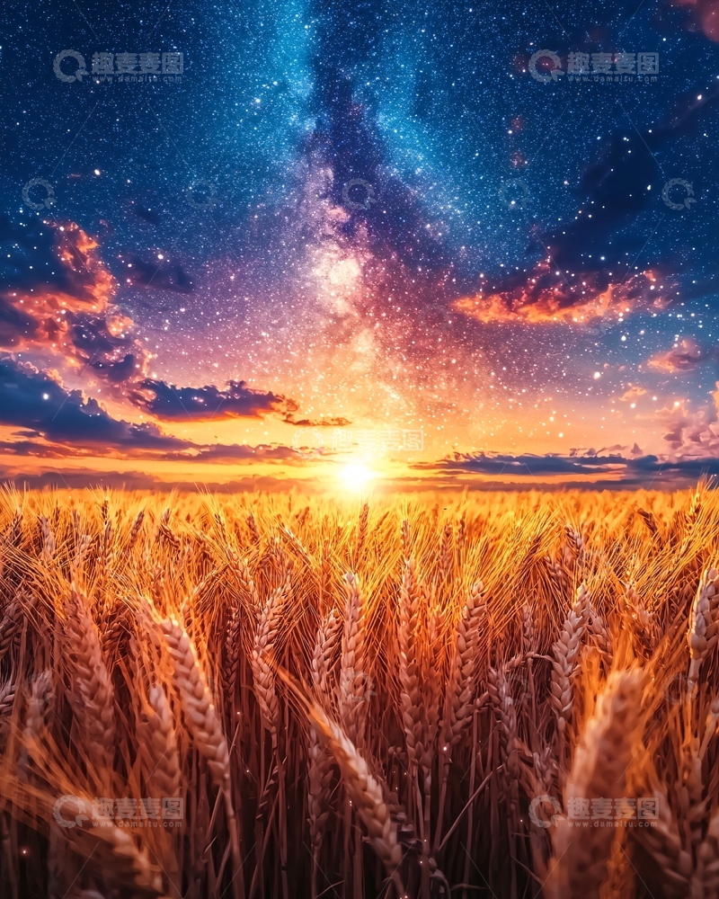高清大图下载【趣麦麦图】星空麦田