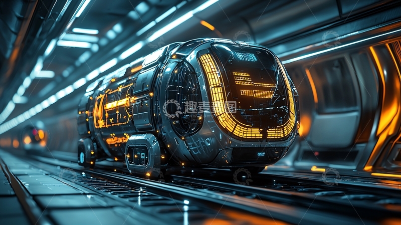 高清大图下载【趣麦麦图】未来科技感磁悬浮列车
