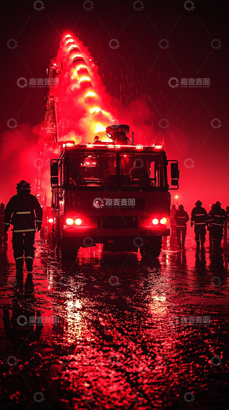 高清大图下载【趣麦麦图】消防员灭火现场