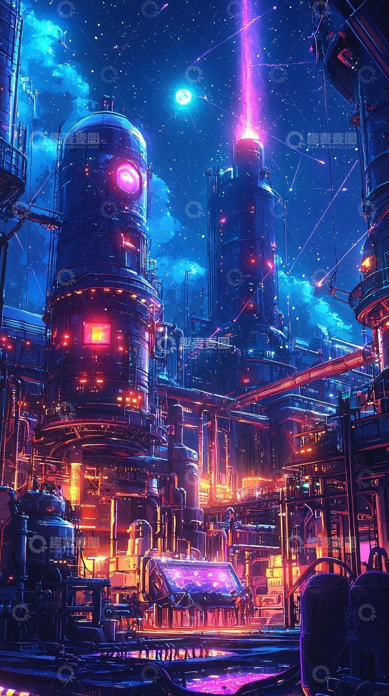 高清大图下载【趣麦麦图】科幻工业夜景