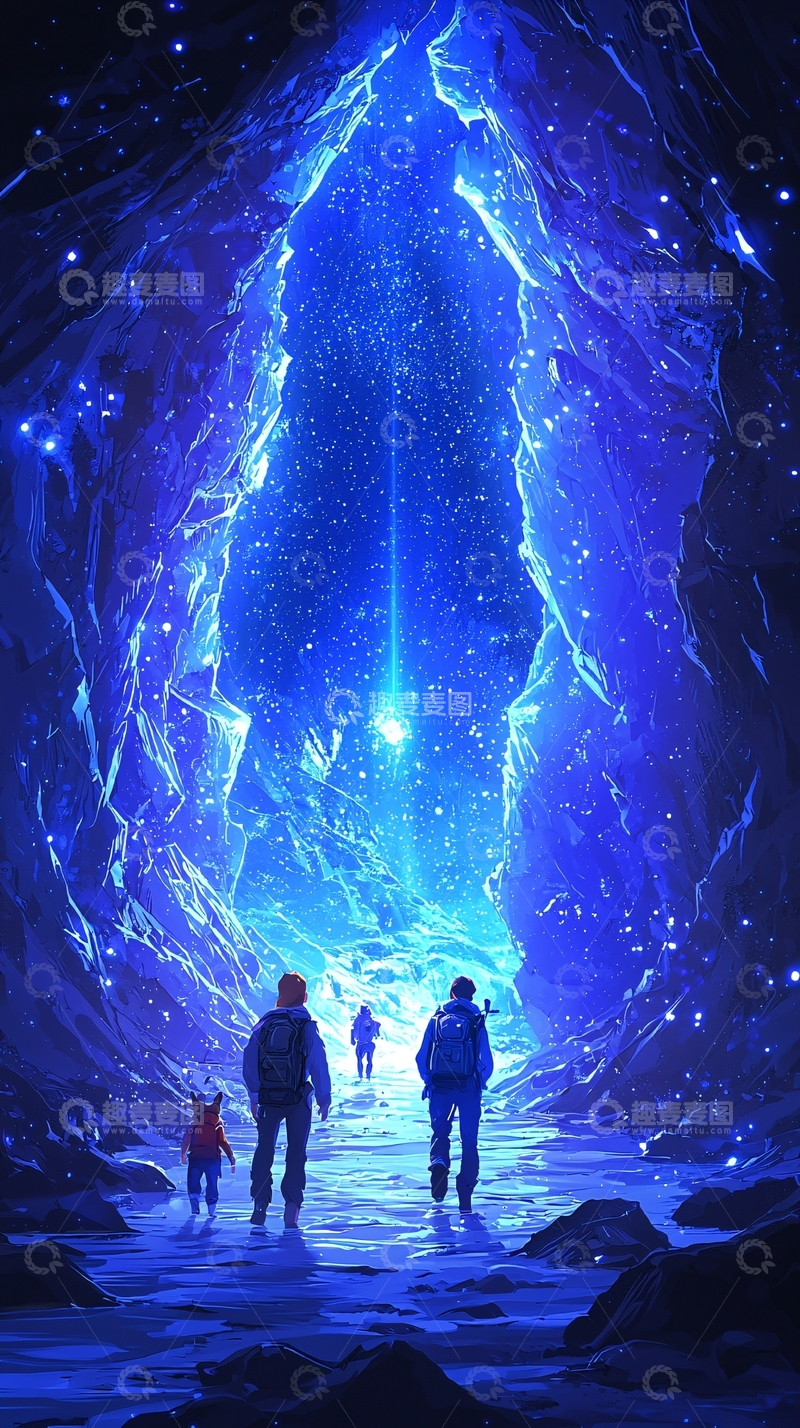 高清大图下载【趣麦麦图】冰蓝色洞穴探险