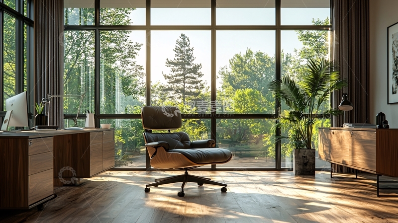 高清大图下载【趣麦麦图】阳光洒进的舒适办公空间