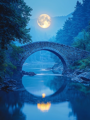 月光下的古桥