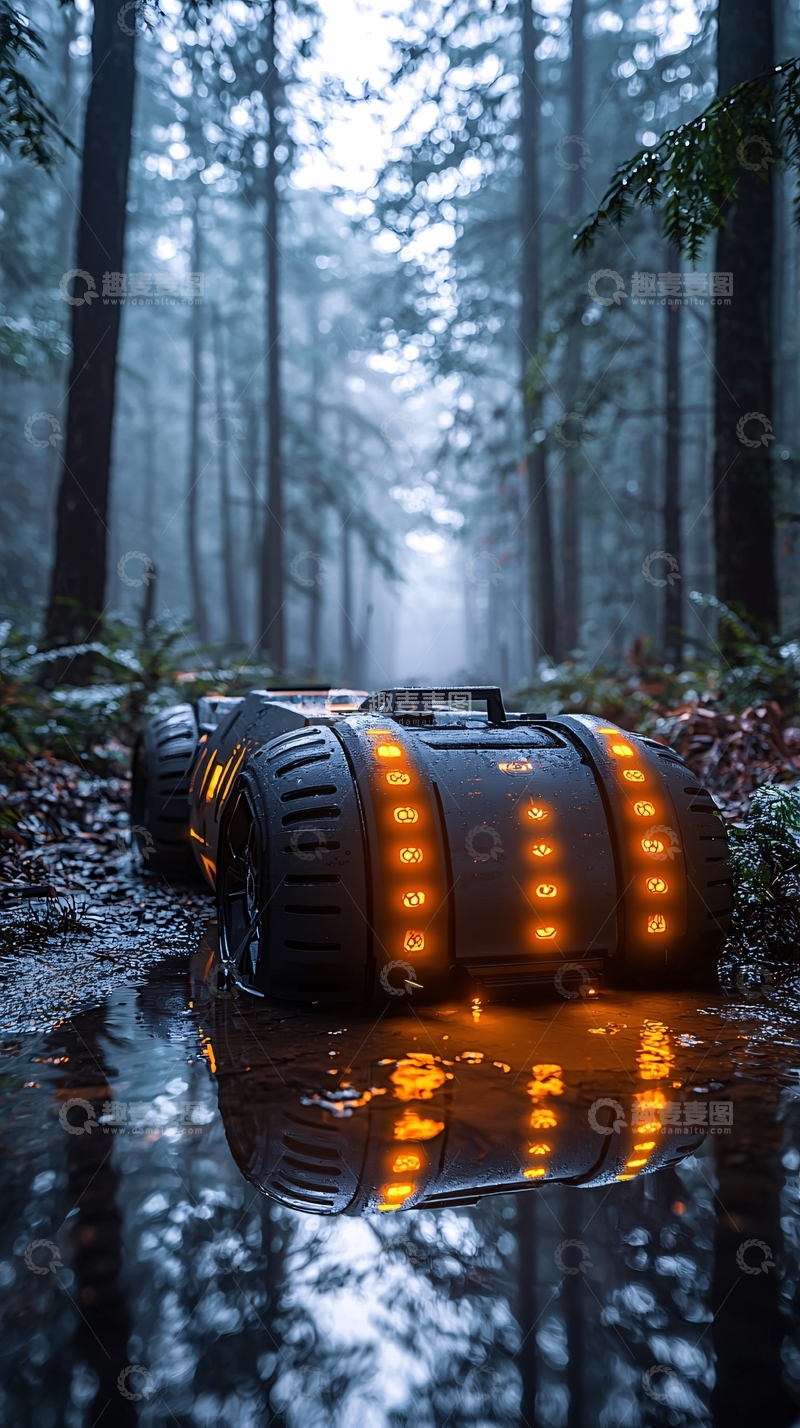 高清大图下载【趣麦麦图】未来感越野车森林泥泞
