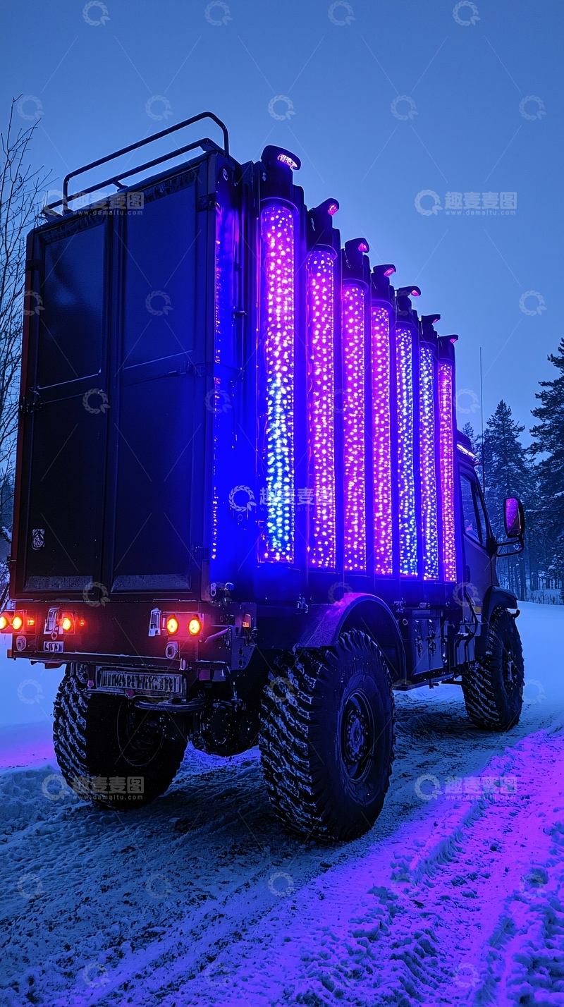 高清大图下载【趣麦麦图】炫彩灯光越野车